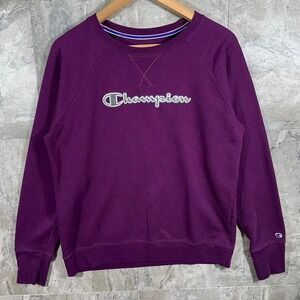 Champion Authentic Purple Embroidered Crewneck Sweatshirt Woman's Size Large